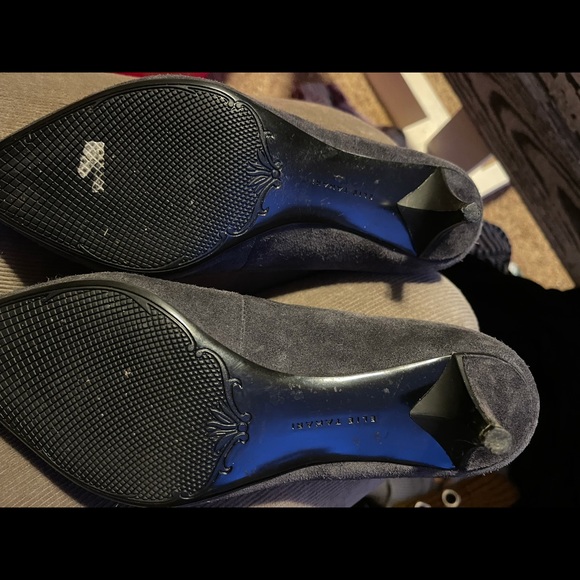 Elie Tahari Grey Leather Suede Kitten Heels Shoes 37 7 Beautiful - Picture 2 of 3